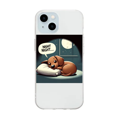 かわいいダックスフンドが深い眠り Soft Clear Smartphone Case