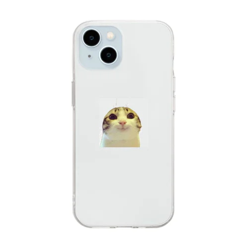 お願い猫 meme Soft Clear Smartphone Case