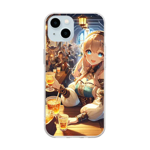 中世ファンタジー美少女の大冒険 酒場と楽器演奏 Soft Clear Smartphone Case