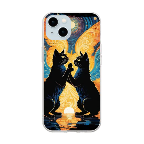 黒猫のダンス Soft Clear Smartphone Case