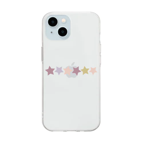 くすみカラーの星 Soft Clear Smartphone Case