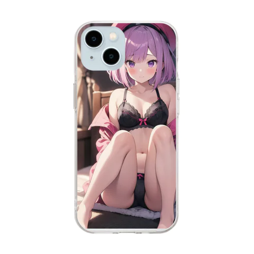 ランジェリー美少女 Soft Clear Smartphone Case