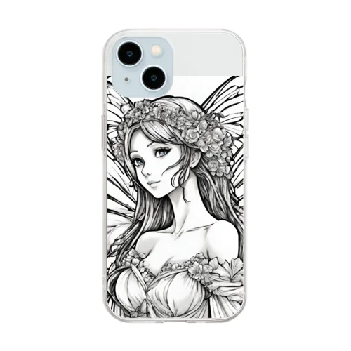 妖精の花嫁シリーズ　モノトーン　バストアップ Soft Clear Smartphone Case