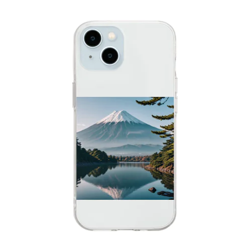 富士山と富士五湖の風景 Soft Clear Smartphone Case