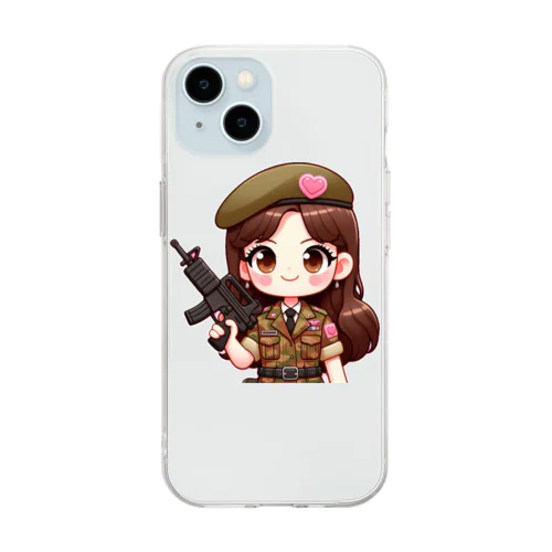 army girl Soft Clear Smartphone Case
