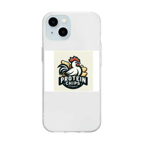 鶏肉チップスのロゴ Soft Clear Smartphone Case