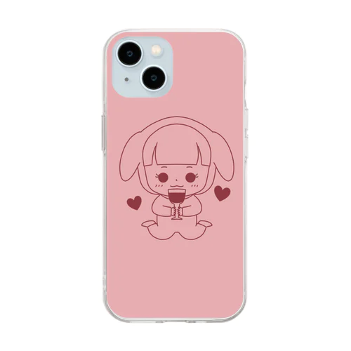 ワイン大好きアルラビちゃん Soft Clear Smartphone Case