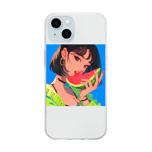 サマービブスとスイカのキス Marsa 106 Soft Clear Smartphone Case