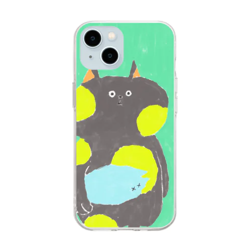 魚をかかえるネコ Soft Clear Smartphone Case