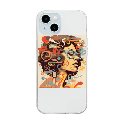 funky Lady 60's style Soft Clear Smartphone Case