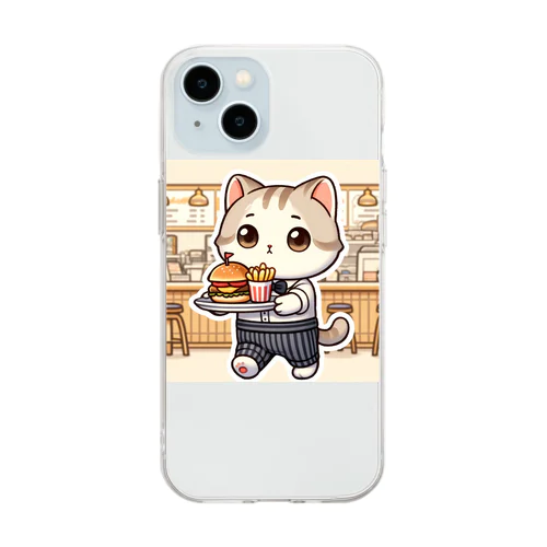 子猫がパンとミルクを運んでくれました Soft Clear Smartphone Case