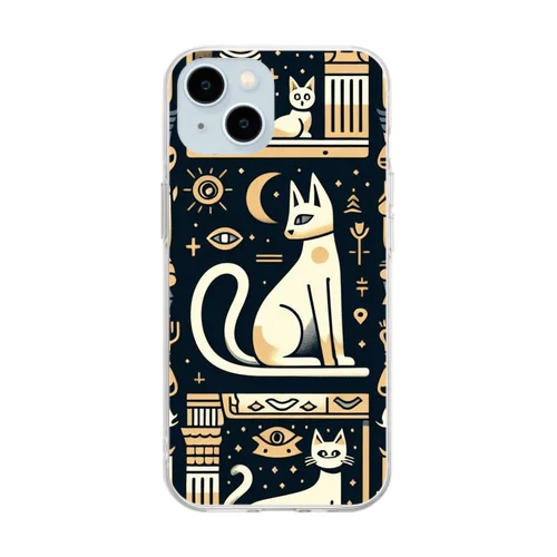 エジプト猫② Soft Clear Smartphone Case