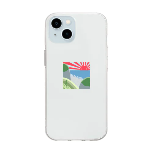 浜辺の朝日 Soft Clear Smartphone Case