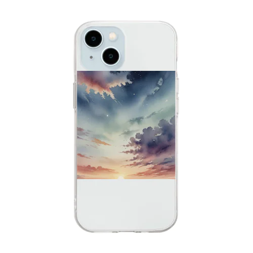 空のグラデーション Soft Clear Smartphone Case