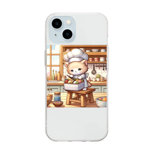 子猫のお弁当作り Soft Clear Smartphone Case