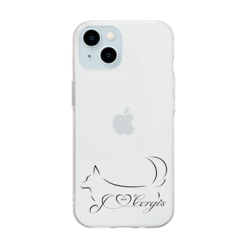 I Love Corgis 尻尾あり（ロゴブラック） Soft Clear Smartphone Case