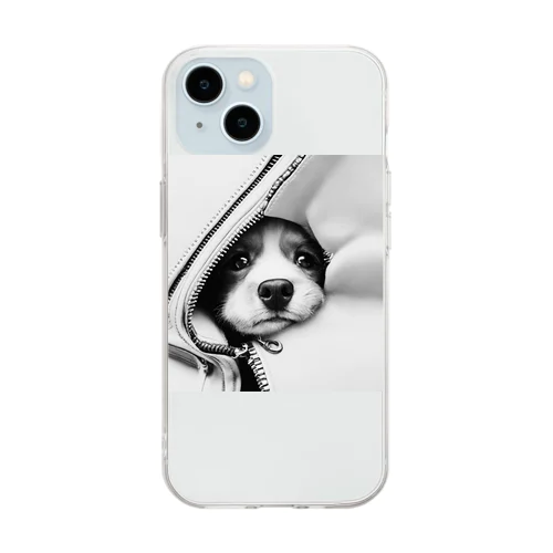 ジッパー犬 Soft Clear Smartphone Case