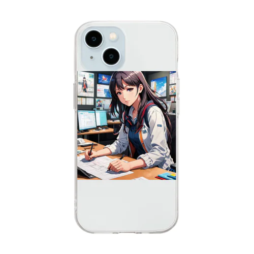 学者風の女性が研究しているシーン Soft Clear Smartphone Case