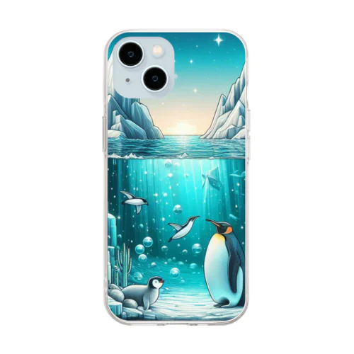 水中とペンギン Soft Clear Smartphone Case