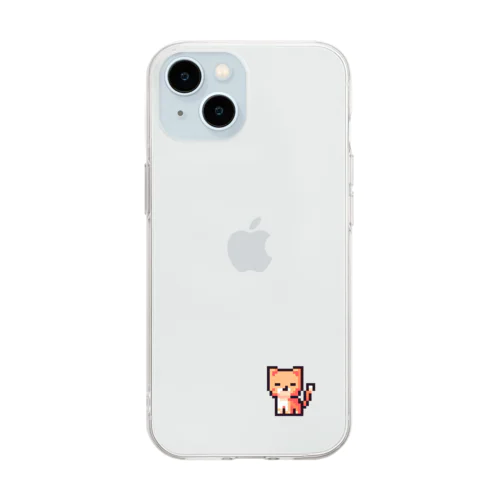 ピクセルのネコ Soft Clear Smartphone Case