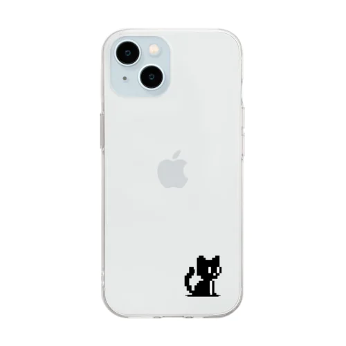 ピクセルのネコ Soft Clear Smartphone Case