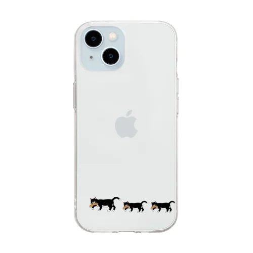 パンド・エピス　ねこの行進 Soft Clear Smartphone Case