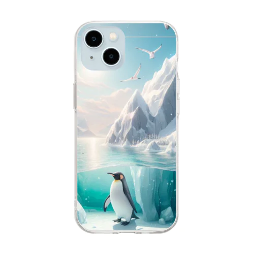 水中から見上げるペンギン Soft Clear Smartphone Case