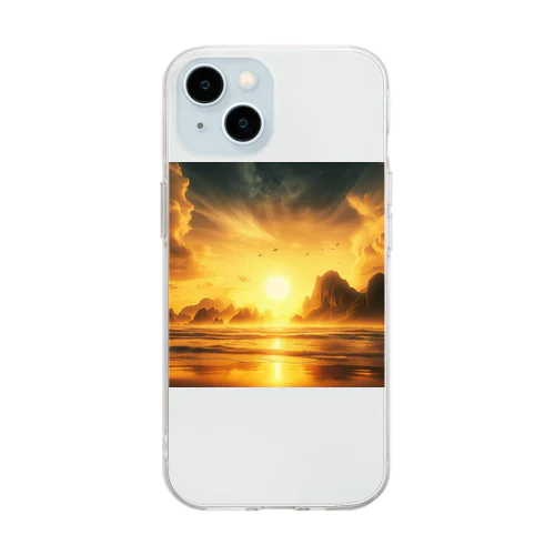 夕焼け満喫ン。 Soft Clear Smartphone Case