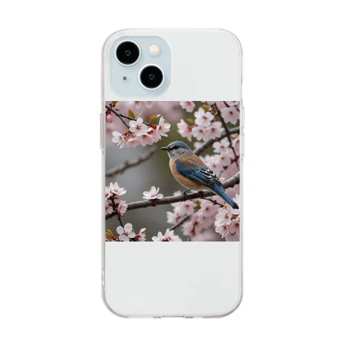 花見鳥 Soft Clear Smartphone Case