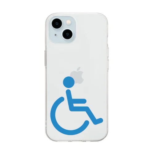 車椅子マーク（青） Soft Clear Smartphone Case