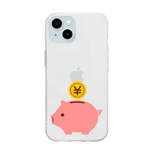 豚の貯金箱（お金） Soft Clear Smartphone Case
