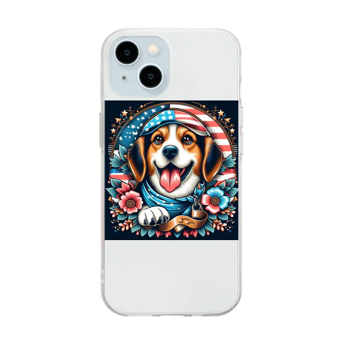 アメリカンな犬 Soft Clear Smartphone Case