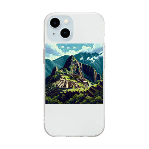 マチュピチュ遺跡（pixel art） Soft Clear Smartphone Case