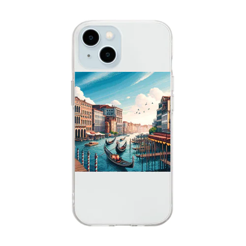 ヴェネチア（pixel art） Soft Clear Smartphone Case