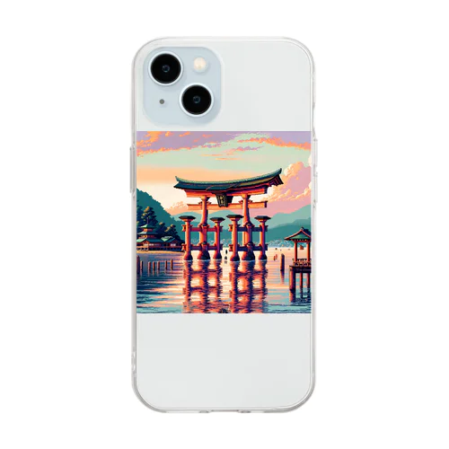 厳島神社（pixel art） Soft Clear Smartphone Case