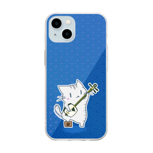 ひのもとにゃんこ®️ 三味線 / 瑠璃 Soft Clear Smartphone Case