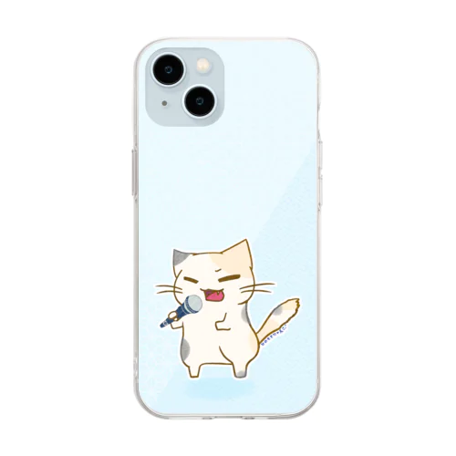 ひのもとにゃんこ®️ 民謡マイク / 空 Soft Clear Smartphone Case