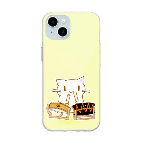 ひのもとにゃんこ®️ 太鼓 / 若菜 Soft Clear Smartphone Case