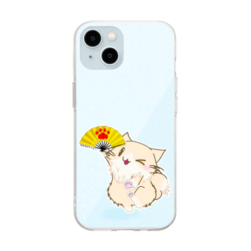 ひのもとにゃんこ®️ 手踊り / 空 Soft Clear Smartphone Case