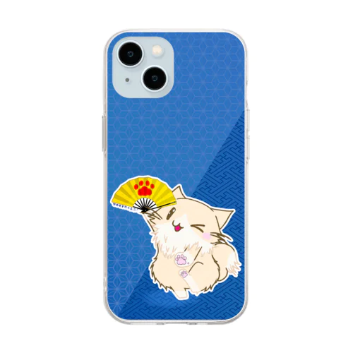 ひのもとにゃんこ®️ 手踊り / 瑠璃 Soft Clear Smartphone Case