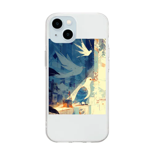 静寂の中の鳥　なでしこ1478 Soft Clear Smartphone Case