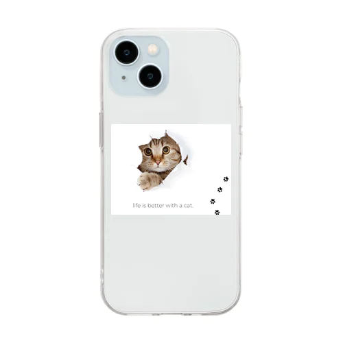 ふんわりネコ Soft Clear Smartphone Case