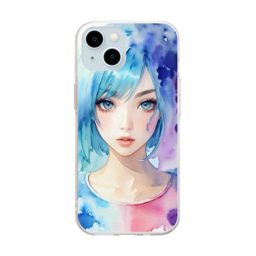 水彩画風 Soft Clear Smartphone Case