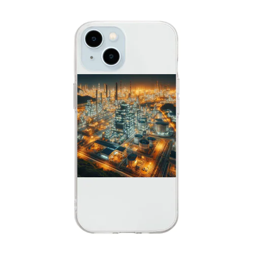 工場夜景の光 Soft Clear Smartphone Case