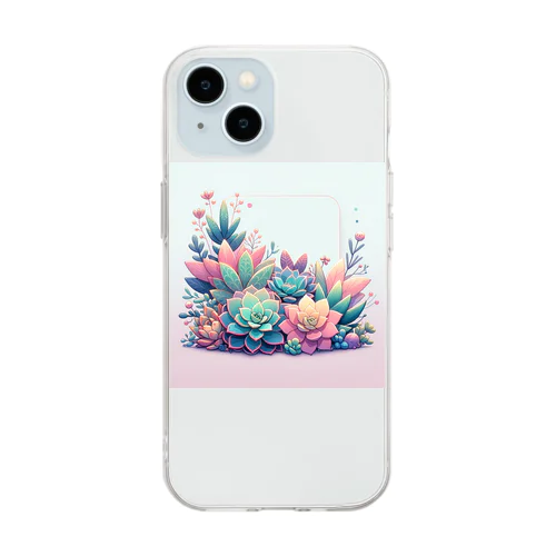 綺麗な多肉植物イラスト Soft Clear Smartphone Case