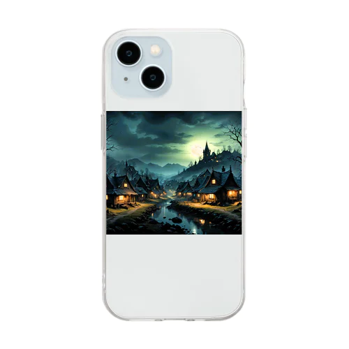 夜に輝く美しい村の光景 Soft Clear Smartphone Case