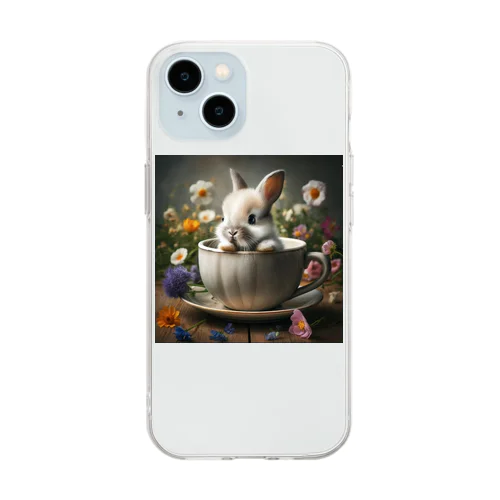 ティーカップのうさぎちゃん Soft Clear Smartphone Case