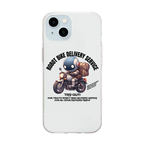 ロボットバイク便(淡色用) Soft Clear Smartphone Case