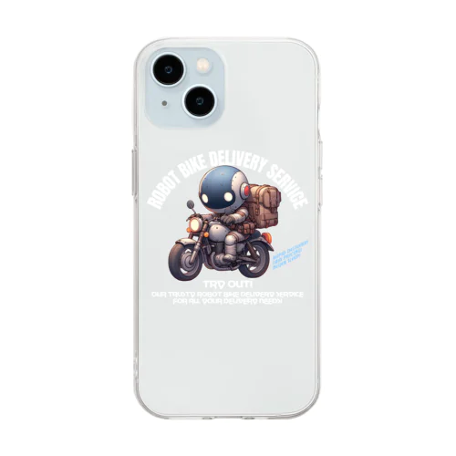 ロボットバイク便(濃色用) Soft Clear Smartphone Case