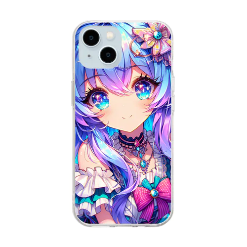 派手髪女の子 Soft Clear Smartphone Case